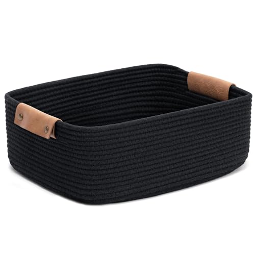 CHICVITA Black Storage Baskets for Organizing, Gift Basket for Toys,Woven Baskets for Storage, Decorative Basket for Living Room, 13