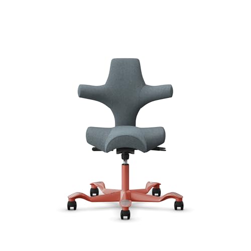 Image of HAG Capisco Standard Chair-Blush Rose Frame-Upholstered Dark Gray