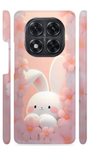 Image of White Bunny Flowers Designer Printed Hard Back Cover for Redmi Note 14 Pro 5G / Poco X7 5G Attractive and Uniquely Crafted Smartphone Case