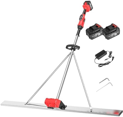 Power Concrete Screed Vibratory Kit - Cordless Electric Cement Finishing Tool, 9 Speed Settings, 150cm Size, Includes 2 Batteries for Efficient Concrete Leveling and Finishing