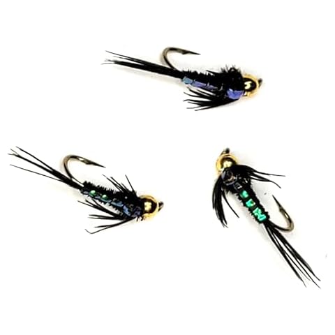 Bead Head Pheasant Tail Sparkle Back Nymph - Wet Fly - Pack of 3 – Premium Hand Tied Quality - Flyfish for Trout, Bass, Bluegill, Crappie, Grayling, and Other Gamefish – Golden Tippet Fly Co. (#18) Cover