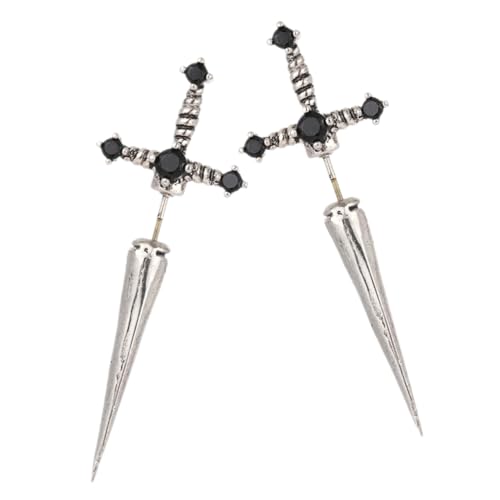 Boucles d'oreilles épée argentées pendantes au look vintage original