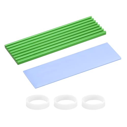 PATIKIL M.2 2280 Nvme SSD Heatsink 70x22x3mm, Radiator Cooler Aluminum Heat Sink Cooling Fin with Thermal Pad/Tape/Rubber Ring for Laptop Electronics CPU Led, Green