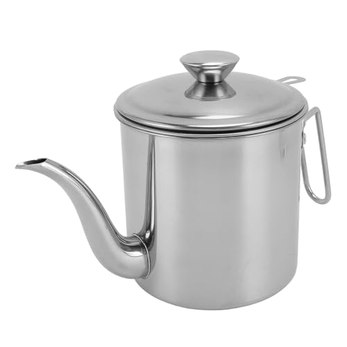 TOPINCN Recipiente para Grasa de Tocino Recipiente para Aceite de Acero Inoxidable de 1,4 L con Colador y Tapa a Prueba de Polvo para Almacenar Grasa para Freír en la Cocina