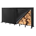 Outvita 8ft Outdoor Firewood Rack with Cover, Heavy Duty Firewood Holder & 600D Oxford Waterproof Cover, Indoor/Outdoor Log Storage Rack, Metal Wood Pile Storage Organizer for Fireplace, Patio