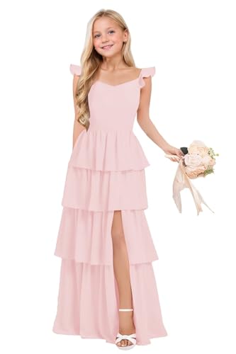 Tiered Chiffon Junior Bridesmaid Dresses Chiffon Flower Girl Dress for Wedding Girls Formal Evening Dress4