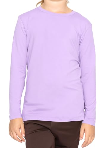 Image of Shirts for Girls Long Sleeve Crew Neck Top, Hoodie or 3 /4 Sleeve Soft Stretch Kids Lightweight Size 2-16