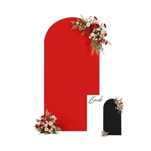 6ft Red & Black Arch Cover Photo Stretchy Arch Backdrop Covers Fabric Reversible Double-Sided Backdrop Cover for Bridal Shower Wedding Birthday Party Photography Backdrop Photoshoot Arch Stand