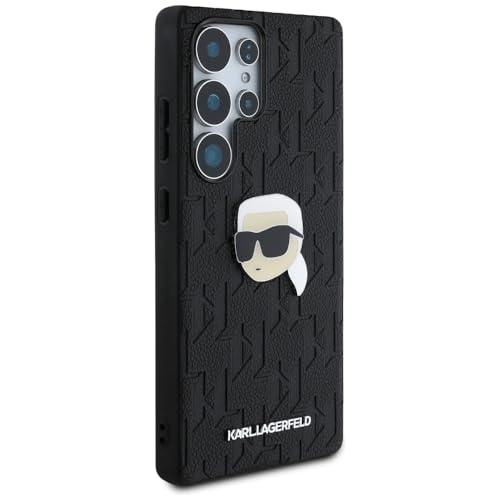 Image of CG MOBILE Karl Lagerfeld [Official Licensed] Monogram PU Leather Case with Pin Logo Karl Head Protective Case /Cover Designed for Galaxy S25 Ultra - Black