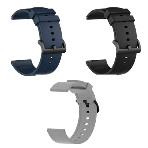 Image of CERLINK 19mm SmartWatch Strap with Stainless Steel Black Buckle for Fire-Bolt,Boat,Noise,Amazfit,Oxy,Pulse,Beat,Boat Storm & All 19mm Watches (Pack-3 Black,Navy,Grey)