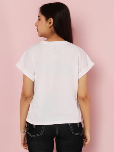 Image of Li'l Tomatoes Girls Crop T-Shirt | 100% Cotton | Graphic Printed Casual Top | Soft & Breathable Summer Wear | 9-16 Years