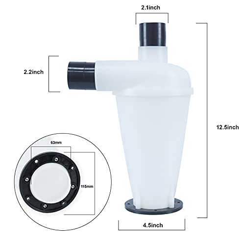 Séparateur de poussière Cyclone - Filtre d'aspiration de poussière - Séparateur de poussière cyclonique professionnel - Accessoire pour aspirateur (blanc) - Image 3