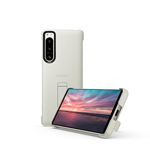 Sony Xperia 5 IV (15,5 cm 21:9 HDR OLED-Display, Dreifach-Kamera-System, Dual SIM hybrid, 24 + 12 Monate Herstellergarantie) [Amazon Exklusiv] Ecruweiß + Stilvolles Cover mit Standfuß