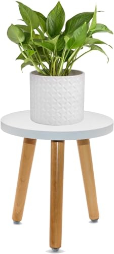 Image of WOOYNEX WOODEN Multifunctional Plant Stand - Modern Home Decor, Wood Planter Holder for Flower Pots, For Living Room Bedroom Balcony Indoor and Outdoor - Kids Stool (Whit A)