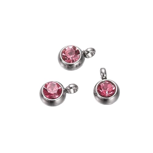 CSFH(ȓX) 10 6mm XeXX`[ a΃lbNXy_g WG[CLO CXg[`[ fB[X CO DIYANZT[ Mtg(Steel-Dark pink_10pcs)