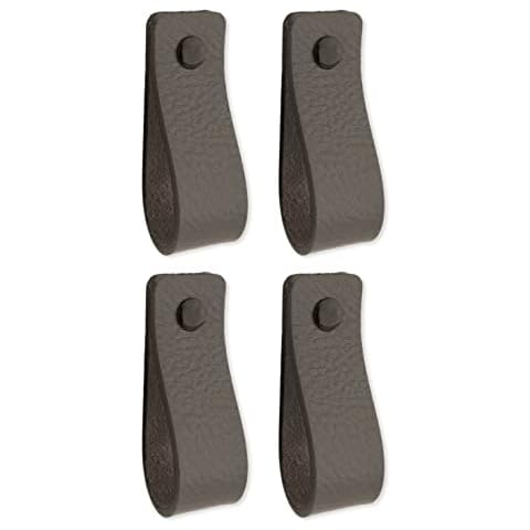 Brute Strength - Leather Drawer Pulls - Gray - 4 pcs - 6-1/2 x 1 ’’ - Leather Handle - Leather Dresser Pulls - Cabinet knobs Dresser knobs - Dresser Handles Cover
