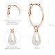 NOBEL Perlenohrringe Silber Rosegold 925 1.5 * 20MM Creolen hängende Ohrringe mit 13 mm weiße Perle Ohrringe für Frauen