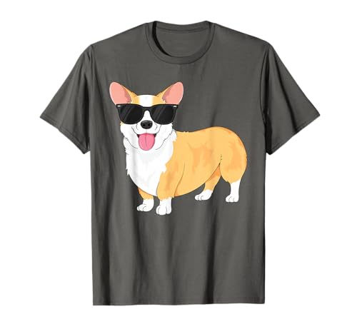Vintage cool corgi t-shirt per ragazzi bambini cane occhiali da sole maglietta