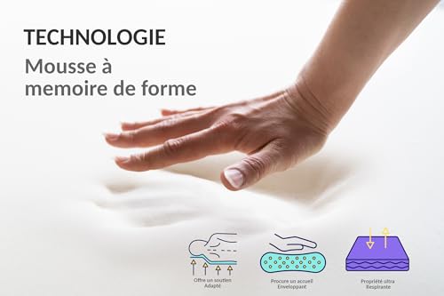 Oreiller mémoire de forme micro-perforé Sampur au soutien cervical équilibré
