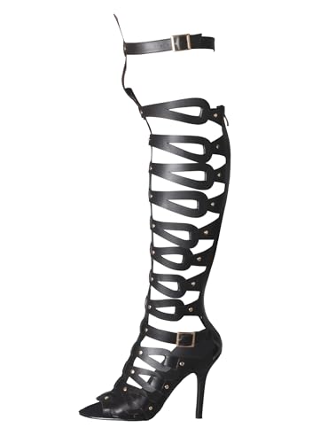 Image of Hanfike Knee High Sandals for Women Gladiator Cut Out Summer Roman Boots