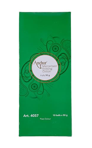 HUNNY- BUNCH® Premium Anchor Mercerised Knitting Crochet Cotton Thread Yarn Balls for Knitting, Weaving, Embroidery, DIY and Craft Making (Art. 4057) 50G - Pack of 1 (256)