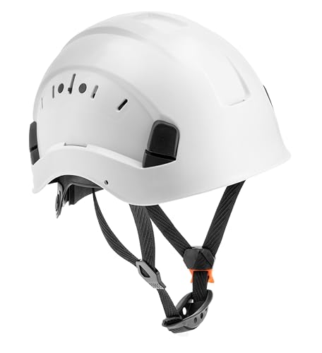 HÖGERT TECHNIK Casco de Seguridad Diemel Blanco de Trabajo ABS EN 397 Ajustable con Sistema de trinquete, ventilación, Correa para la Barbilla, Casco de Seguridad