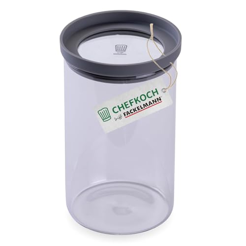 FACKELMANN Recipiente de almacenamiento con tapa de cristal de 1 litro, hermético y apilable, apto para lavavajillas