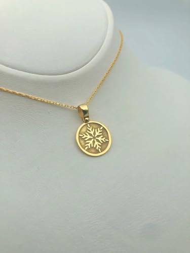 Collier pendentif pièce gravée flocon de neige LKBEADS, le cadeau idéal