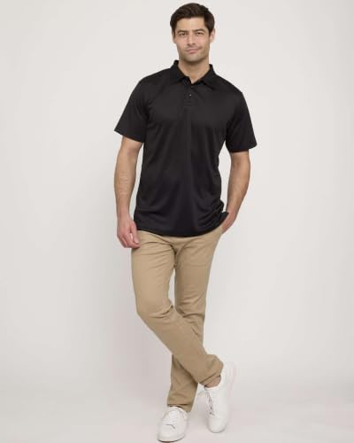 Image of 3 Pack:Mens Quick Dry Fit Polo Shirt Short Sleeve Golf Tennis Clothing Active Wear Athletic Performance Tech Sports Essentials Moisture Wicking Casual Dri-Fit T Shirts Set