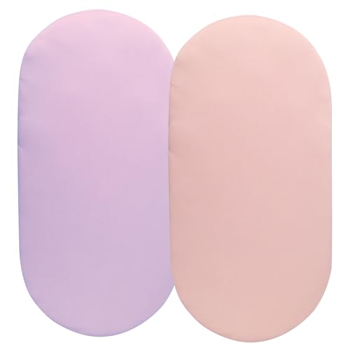 Image of Bassinet Sheet Set 2 Pack Snug Fitted Cradle Fitted Sheets, Stretchy Ultra Soft, for Oval Rectangle Hourglass Bassinet Mattress, Unisex Boy Girl, Light Purple & Pink