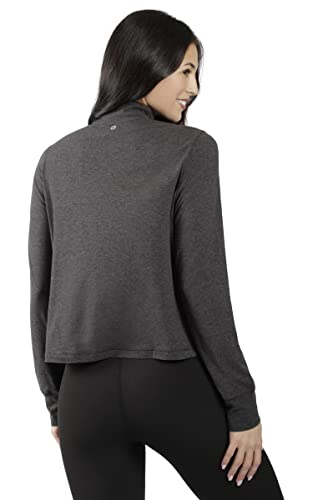 Image of 90 Degree By Reflex Cropped Two Tone Heather Long Sleeve Quarter Zip Jacket
