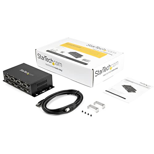 Image of StarTech 8-Port USB to Serial RS232 Hub, Industrial, TAA (ICUSB2328I) | FTDI USB to DB9 RS-232 Adapter Hub, DIN Rail and Wall Mountable, COM Port Retention