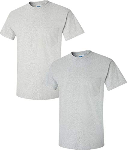 Gildan Uomo Classic T-Shirt A Maniche Corte – Pacco Da 2, 100% Cotone, 150 G/m², Colore Ash/Violetto, Taglia SML
