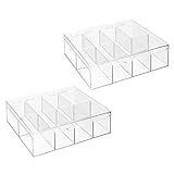 mDesign Küchen Organizer – praktischer Kasten mit Deckel für Küche und Speisekammer – Aufbewahrungsbox mit 8 Fächern – ideal für Tee, Kaffee, Gewürze und andere Lebensmittel – 2er-Set – durchsichtig