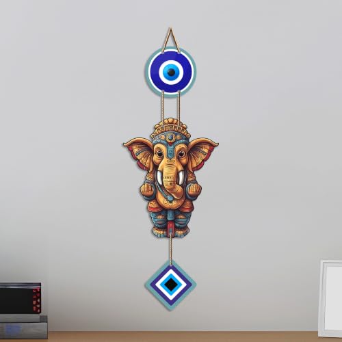 Image of Artvibes Vinayaka Evil Eye Wall Hanging Decor for Home and Office | Nazar Protection Hanging for Entrance Door Living Room Temple | Vastu Positive Energy Good Luck Decorative Gift (WH 8557N)