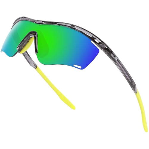 Image of BIRCEN Mens Polarized Sunglasses for Sports: TR90 Lightweight Sun Glasses Wrap Around Shades for Fishing Driving Cycling