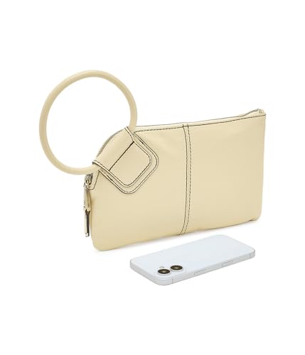 Image of HOBO Sable Leather Wristlet Clutch with Circular Handle, Zippered Closure, Credit Card Organizer, & Interior Zip Pocket
