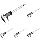Vinabo Calibre Digital, Pie de Rey Clásico de 150 mm / 6 pulgadas con Pantalla LCD Grande Calibre para Mediciones Externas, Internas, de Profundidad y de Paso (Paquete de 5)
