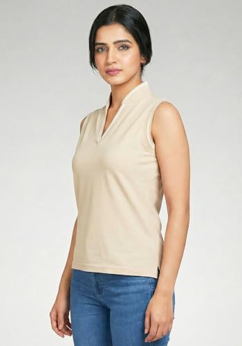Image of Wear Your Opinion Mandarin Collar Sleeveless T Shirt for Women Top
