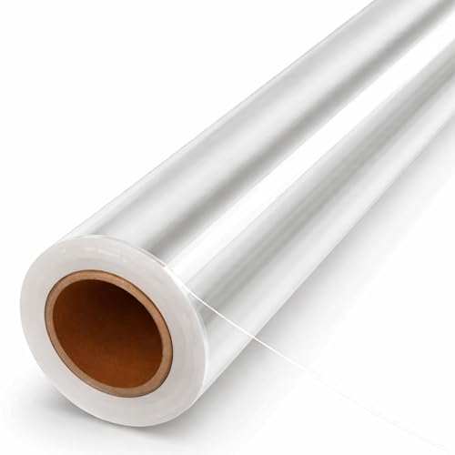 volila Clear Cellophane Wrap Roll (31.5 in x 100 ft) - 3 Mil Thick Cellophane Wrap for Gift Basket Treats Flower Wrapping Clear Wrapping Paper (31.5 folds into 16)