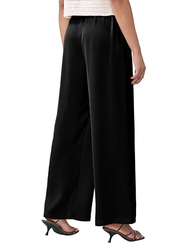 Satin Wide Leg Pants for Women, Women's High Waisted Dress Pants, Casual Palazzo Pants2