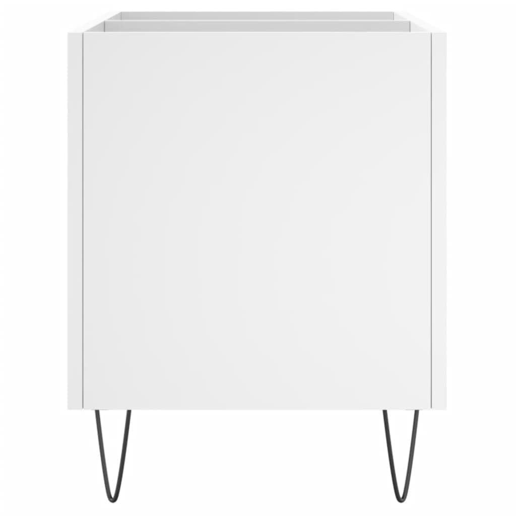 Armadio per dischi bianco, 74,5 x 38 x 48 cm, in legno, scaffale in vinile | Robusto scaffale in vinile per soggiorno con gambe in ferro resistenti e ampio spazio per giradischi e album.