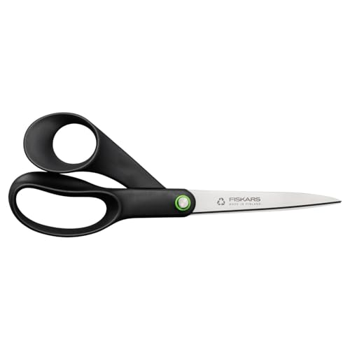 Fiskars ReNew Ciseaux polyvalent, Longueur : 21 cm, Inox recyclé/plastique recyclé, Functional Form, Noir, 1074547