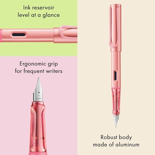 Image of LAMY AL-star flamingo - Fountain Pen with ergonomic grip & polished steel nib in size M - lightweight aluminum body - including LAMY T 10 blue cartridge - Right-Handed