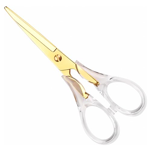 Aesthetic Clear Acrylic Scissors 6.3 Craft Shears with Gold Sharp Stainless Steel Blades for Home Office & School Cute Stationery Tools for Bullet Journaling Scrapbooking & Gift Wrapping