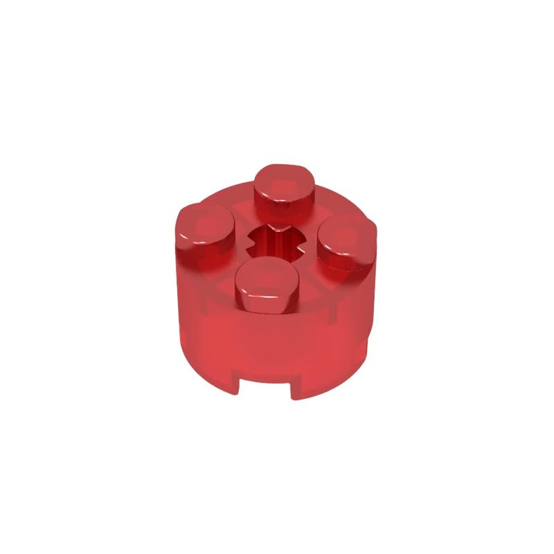 Gobricks 6143 Round Brick Brick Round 2x2 with Axle Hole 50 Pieces GDS-607 Compatible with Lego Building Blocks Color:Trans Red — image 1