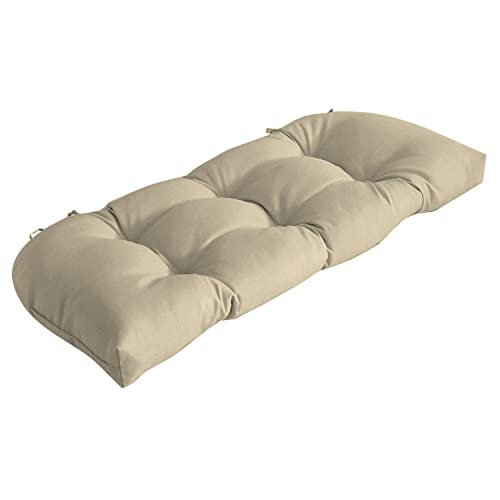 Image of Arden Outdoor Wicker Settee Cushion, 41.5 x 18, Rain-Proof, Fade Resistant Tan Leala