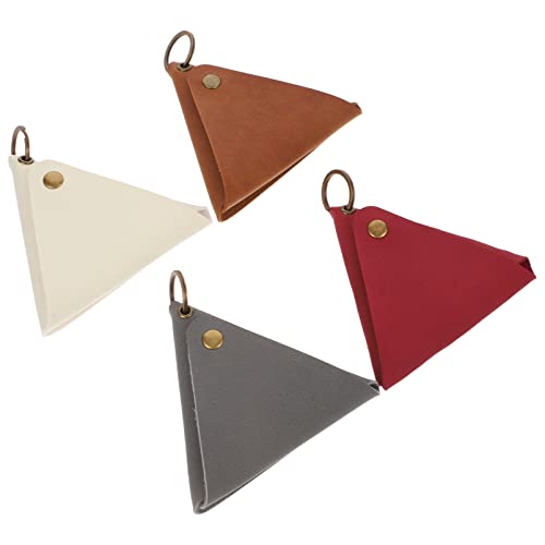 Didiseaon 4pcs Retro Leather Triangle Coin Pouch Key Bag for Outings Parties Safe Hasp Design Random