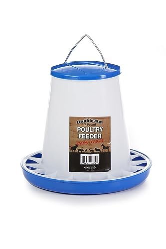 Double-Tuf® Poultry Feeder | Feed Saver Ring | Plastic Chicken Feeder | Easy Transporting Handle | 7 lbs