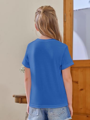 Image of Girls Short Sleeve T Shirts Kids Summer Tops Crewneck Tees 5-14 Years